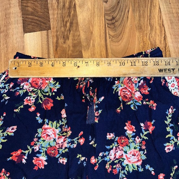 Blue Rain 100% Rayon Floral Pompom Shorts Flowy Casual Blue Women’s M - Picture 4 of 5